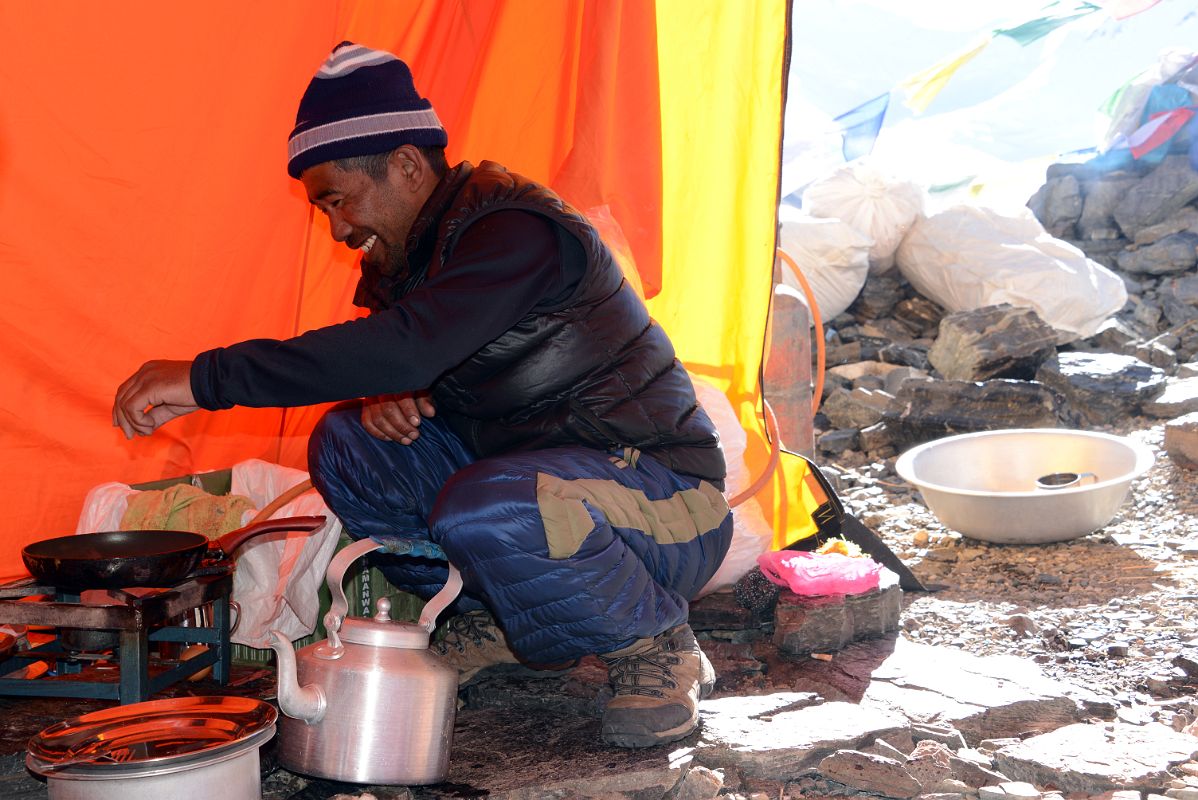 29 Climbing Sherpa Lal Singh Tamang Preparing Breakfast In The Kitchen Tent At Mount Everest North Face Advanced Base Camp 6400m In Tibet 